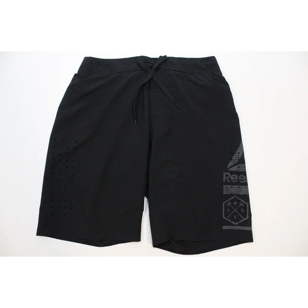 Reebok Men's SpeedWick Black‎ Board Shorts Size Small Perforated Thigh area